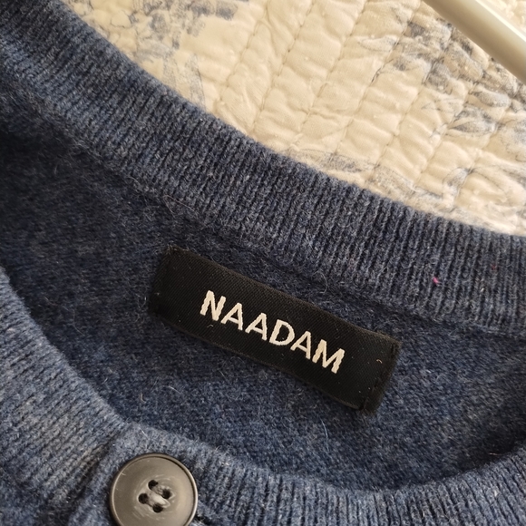 NAADAM 100% Cashmere Blue Henley Sweater L - Picture 4 of 5